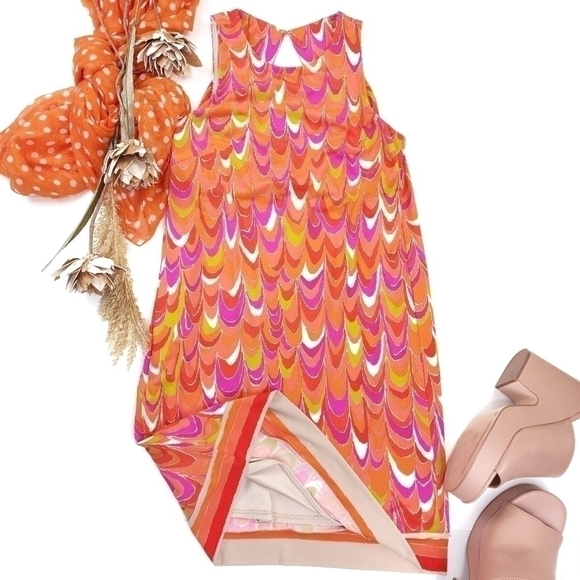 Trina Turk Orange Pink Sleeveless Gorgeous Back Dress Sz 0 - Picture 13 of 13